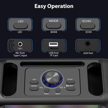 Portable Karaoke Speaker with 2 Wireless Microphones.