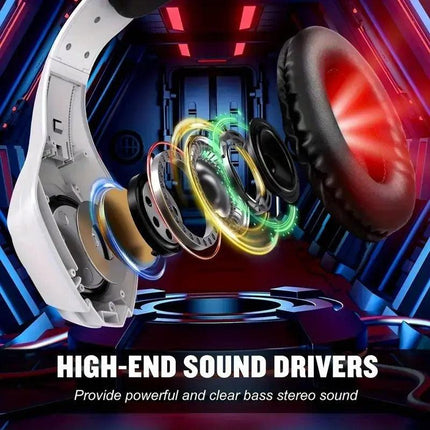 Gaming Headset with Mic, LED Light & Surround Bass.