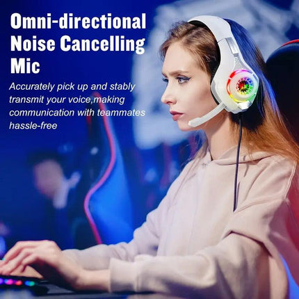 Gaming Headset with Mic, LED Light & Surround Bass.