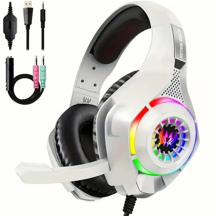 Gaming Headset with Mic, LED Light & Surround Bass.