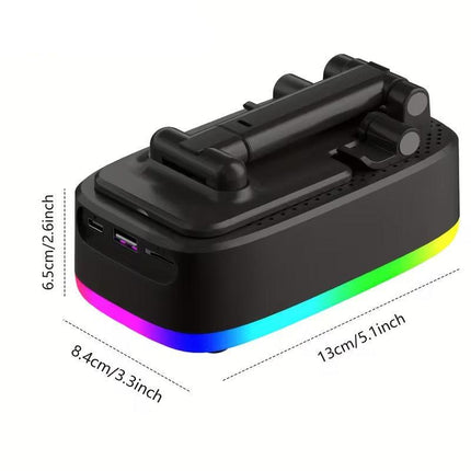 Wireless Speaker with Phone Holder and Power Bank.