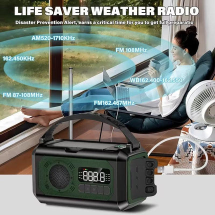 12000mAh Emergency Radio Solar Hand Crank Charger.