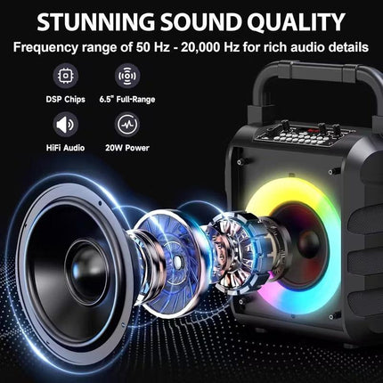 20W Portable Karaoke Speaker with Dual Wireless Mics.
