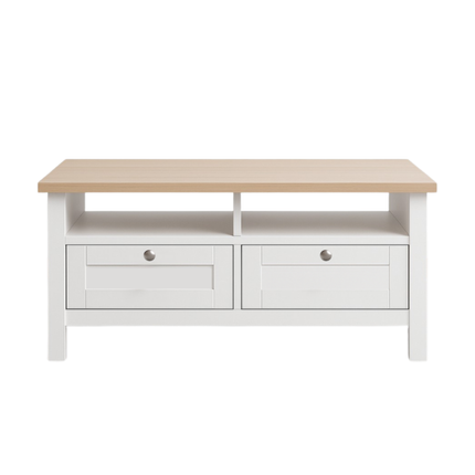 Noosa Coffee Table White Oak 2 Shelf and 2 Drawers.