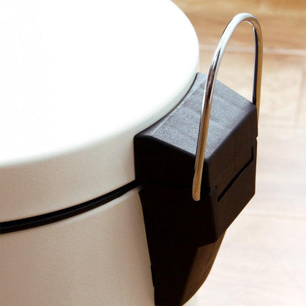 5L Round Lidded Trash Can Foot Pedal Garbage Bin for Kitchen Bathroom Hotel-White.