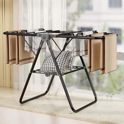 2-Tier Foldable Clothes Drying Rack  for Balcony Bay Window-White.