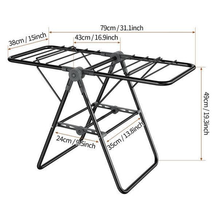 2-Tier Foldable Clothes Drying Rack  for Balcony Bay Window-White.