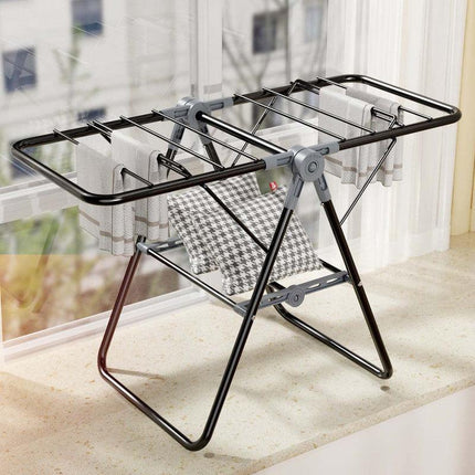 2-Tier Foldable Clothes Drying Rack  for Balcony Bay Window-White.