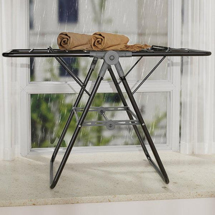 2-Tier Foldable Clothes Drying Rack  for Balcony Bay Window-White.