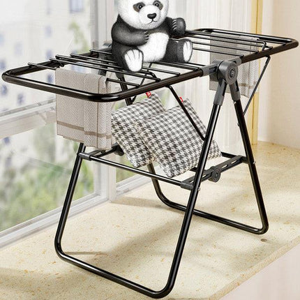 2-Tier Foldable Clothes Drying Rack  for Balcony Bay Window-White.