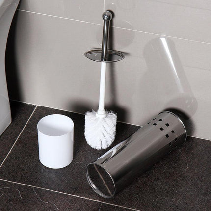 Stainless Steel Toilet Brush With Base and Long-Handled Brush for Bathroom Toilet Cleaning-Silver.