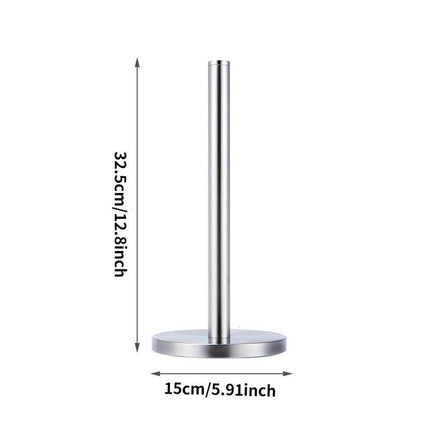 Stainless Steel Paper Towel Holder for Kitchen Countertop Cling Film Storage Rack-Silver.