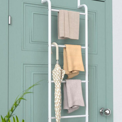 Over The Door Towel Rack Metal Behind Door Hanger for Bathroom Bedroom-White.