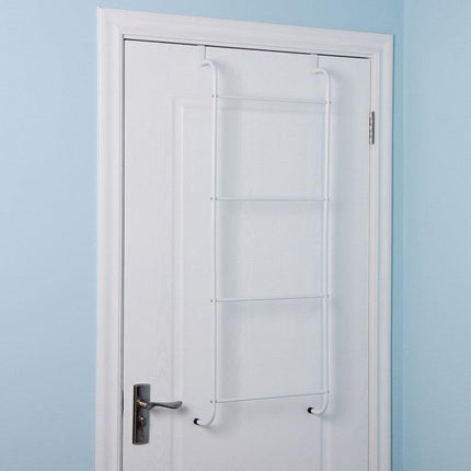 Over The Door Towel Rack Metal Behind Door Hanger for Bathroom Bedroom-White.