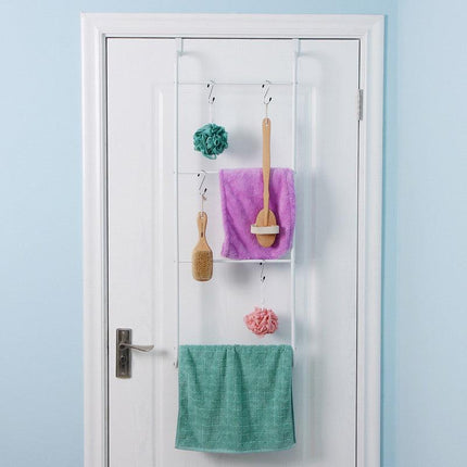 Over The Door Towel Rack Metal Behind Door Hanger for Bathroom Bedroom-White.