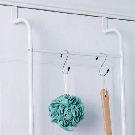 Over The Door Towel Rack Metal Behind Door Hanger for Bathroom Bedroom-White.