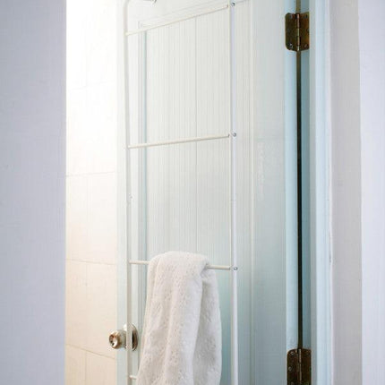 Over The Door Towel Rack Metal Behind Door Hanger for Bathroom Bedroom-White.