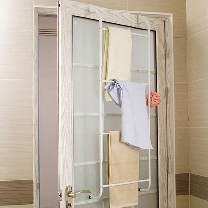 Over The Door Towel Rack Metal Behind Door Hanger for Bathroom Bedroom-White.