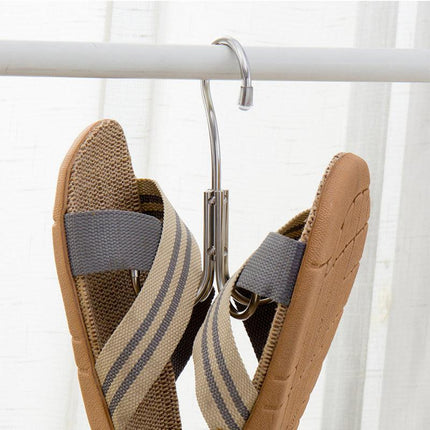 Stainless Steel Storage Hanger With 4 Hooks For Bras Ties Bag and Belts-Silver.