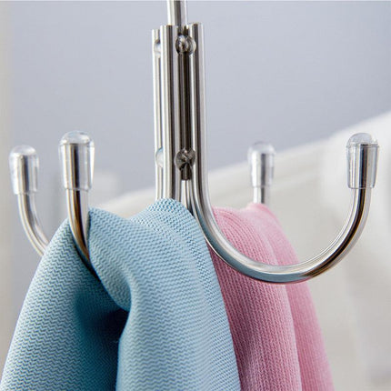 Stainless Steel Storage Hanger With 4 Hooks For Bras Ties Bag and Belts-Silver.