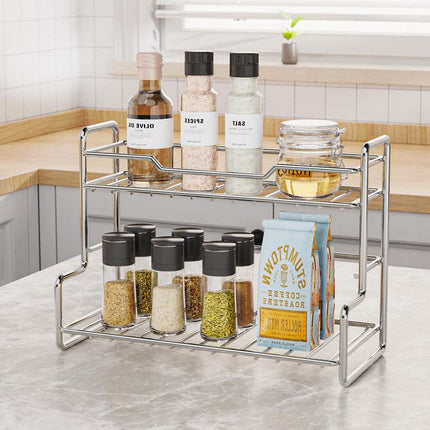 Mini Stainless Steel Kitchen Spice Storage Rack Bathroom And Toilet Organizer Rack-Silver.