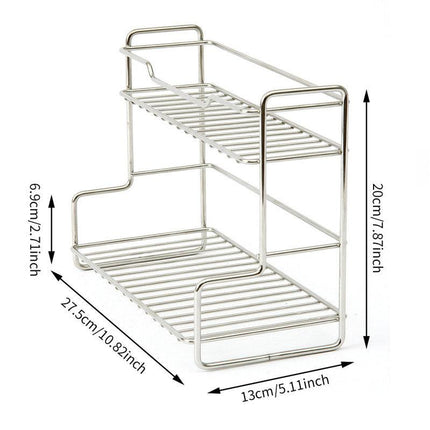 Mini Stainless Steel Kitchen Spice Storage Rack Bathroom And Toilet Organizer Rack-Silver.