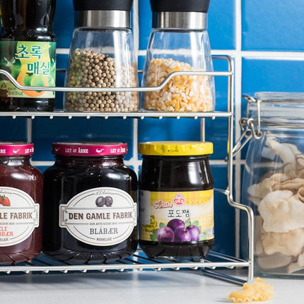 Mini Stainless Steel Kitchen Spice Storage Rack Bathroom And Toilet Organizer Rack-Silver.
