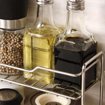 Mini Stainless Steel Kitchen Spice Storage Rack Bathroom And Toilet Organizer Rack-Silver.