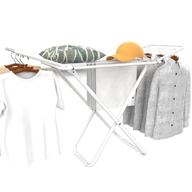 Double Wing Floor Folding Drying Rack For Clothes Quilt Towel-White.