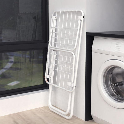 Double Wing Floor Folding Drying Rack For Clothes Quilt Towel-White.