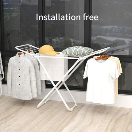 Double Wing Floor Folding Drying Rack For Clothes Quilt Towel-White.