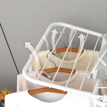 Double Wing Floor Folding Drying Rack For Clothes Quilt Towel-White.