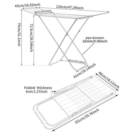 Upgrade Double Wing Floor Folding Drying Rack For Clothes Quilt Towel-White.