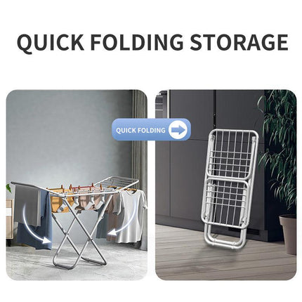 Upgrade Double Wing Floor Folding Drying Rack For Clothes Quilt Towel-White.
