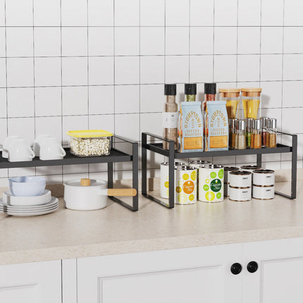 Kitchen Countertop Layered Storage Rack-Black.