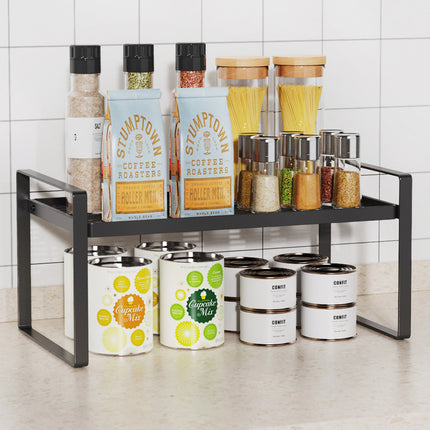 Kitchen Countertop Layered Storage Rack-Black.