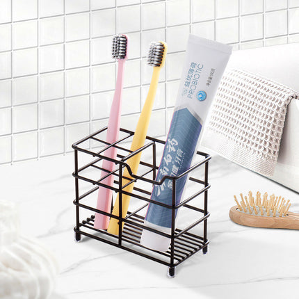 Four-section Toothpaste and Toothbrush Holder-Black.