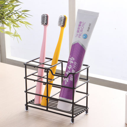 Four-section Toothpaste and Toothbrush Holder-Black.