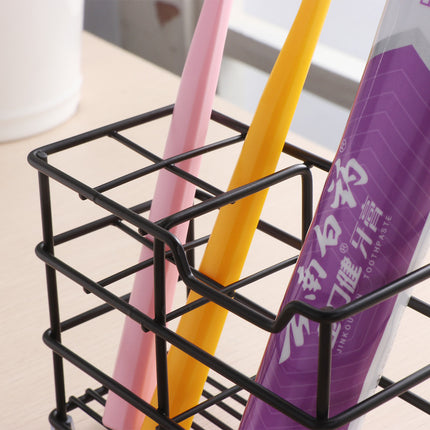 Four-section Toothpaste and Toothbrush Holder-Black.