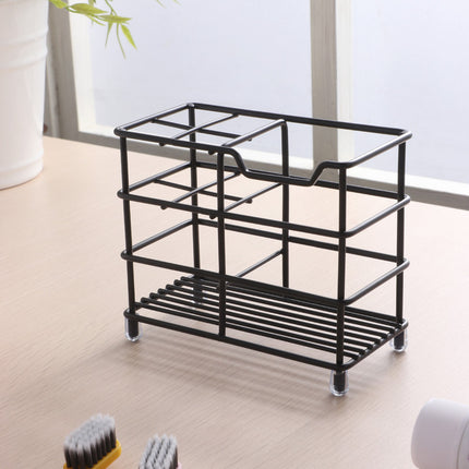 Four-section Toothpaste and Toothbrush Holder-Black.