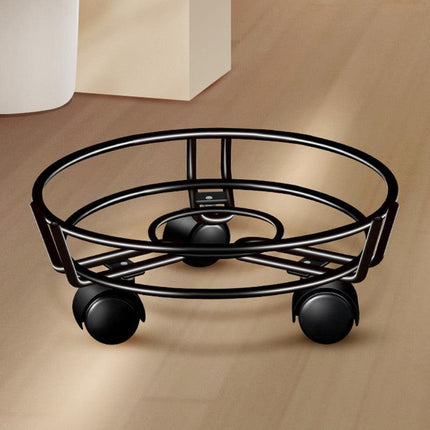 Movable Iron Potted Plant Stand for Home Garden Decoration-Black.
