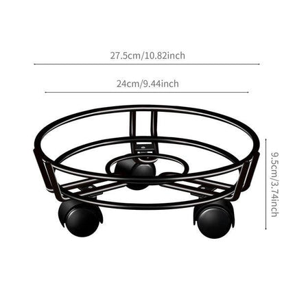 Movable Iron Potted Plant Stand for Home Garden Decoration-Black.