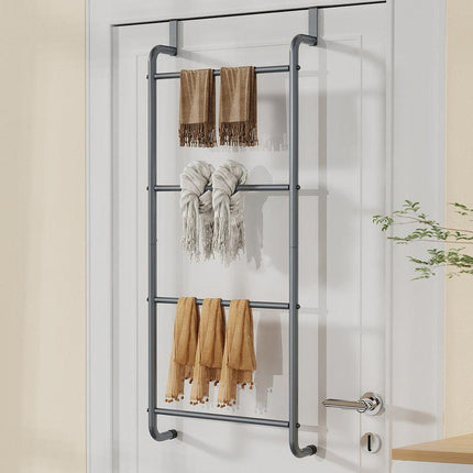 Over The Door Towel Rack Metal Behind Door Hanger for Bathroom Bedroom-Grey.