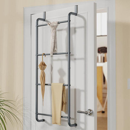 Over The Door Towel Rack Metal Behind Door Hanger for Bathroom Bedroom-Grey.
