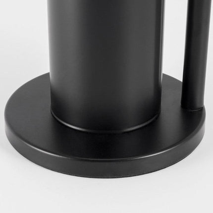 2-in-1 Iron Floor Standing Roll Paper Holder and Bamboo Lid Toilet Brush For Bathroom and Toilet-Black.