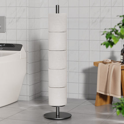 Household Floor-Standing Single-Pole Long Tissue Paper Holder-Black.