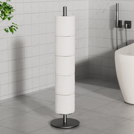 Household Floor-Standing Single-Pole Long Tissue Paper Holder-Black.
