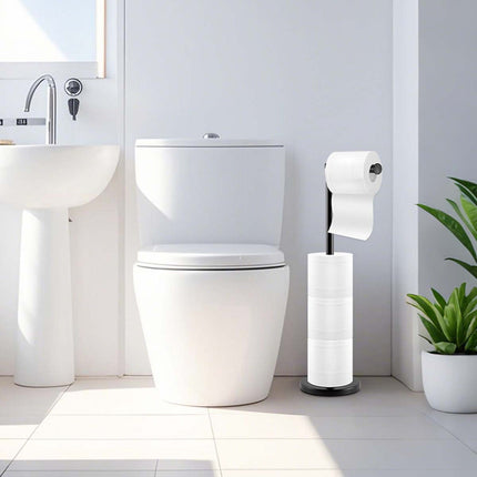 Floor Standing Toilet Paper Holder-Black.
