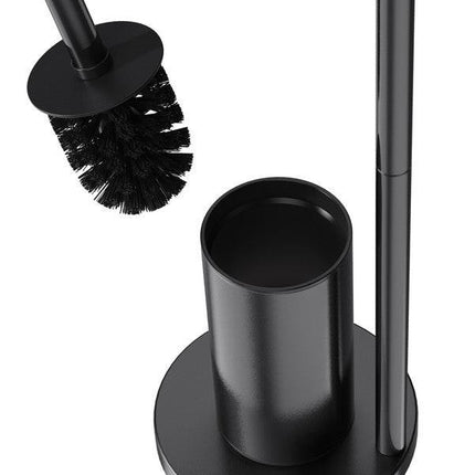 2-in-1 Floor Standing Roll Paper Holder and Toilet Brush For Bathroom and Toilet-Black.