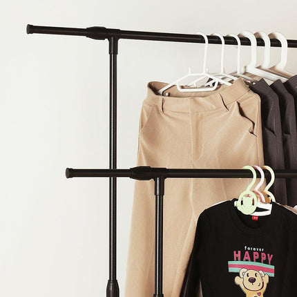 Double-rod Adjustable Clothes Rack with Pulley-Back.